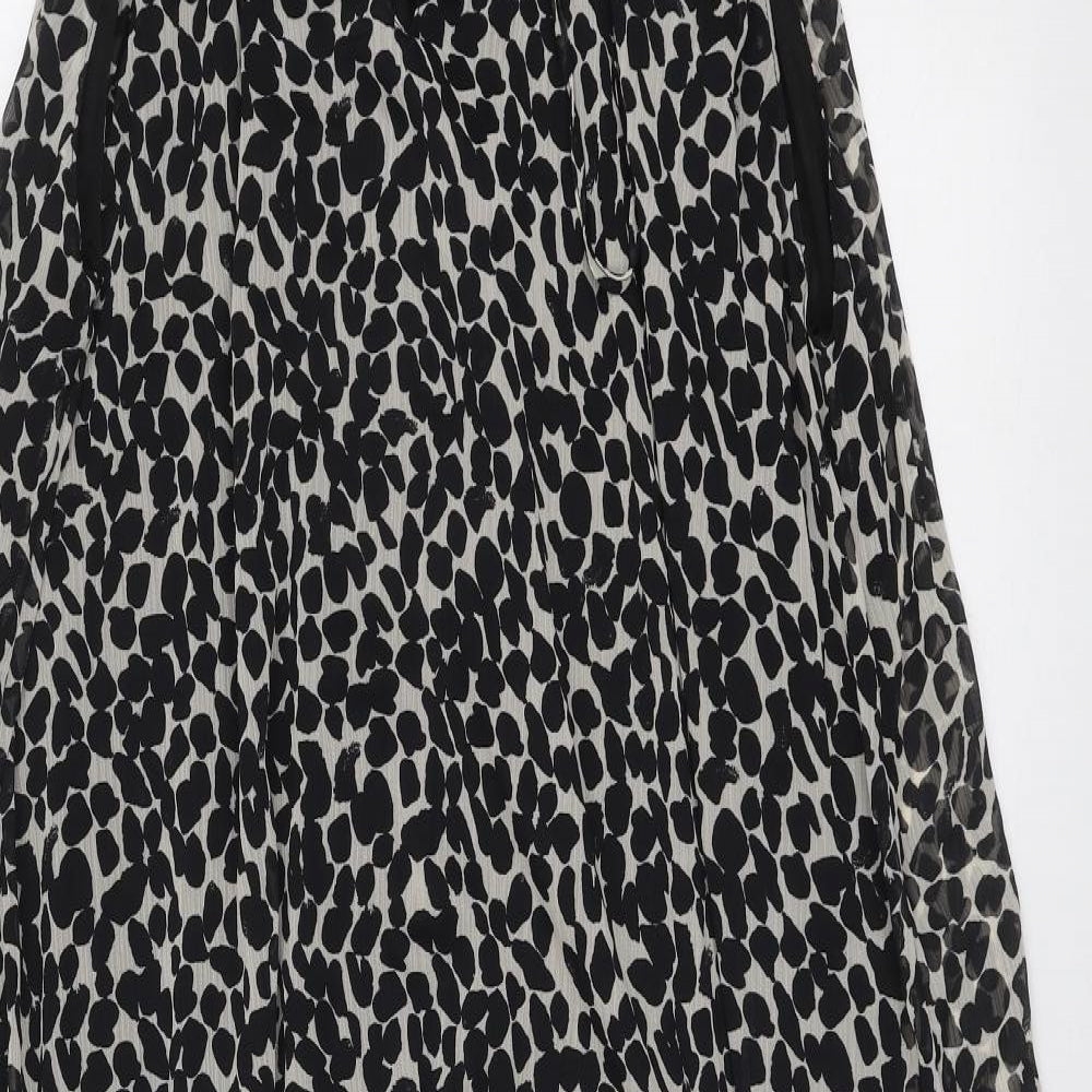 H&M Womens Black Geometric Polyester Maxi Size XL Round Neck Tie