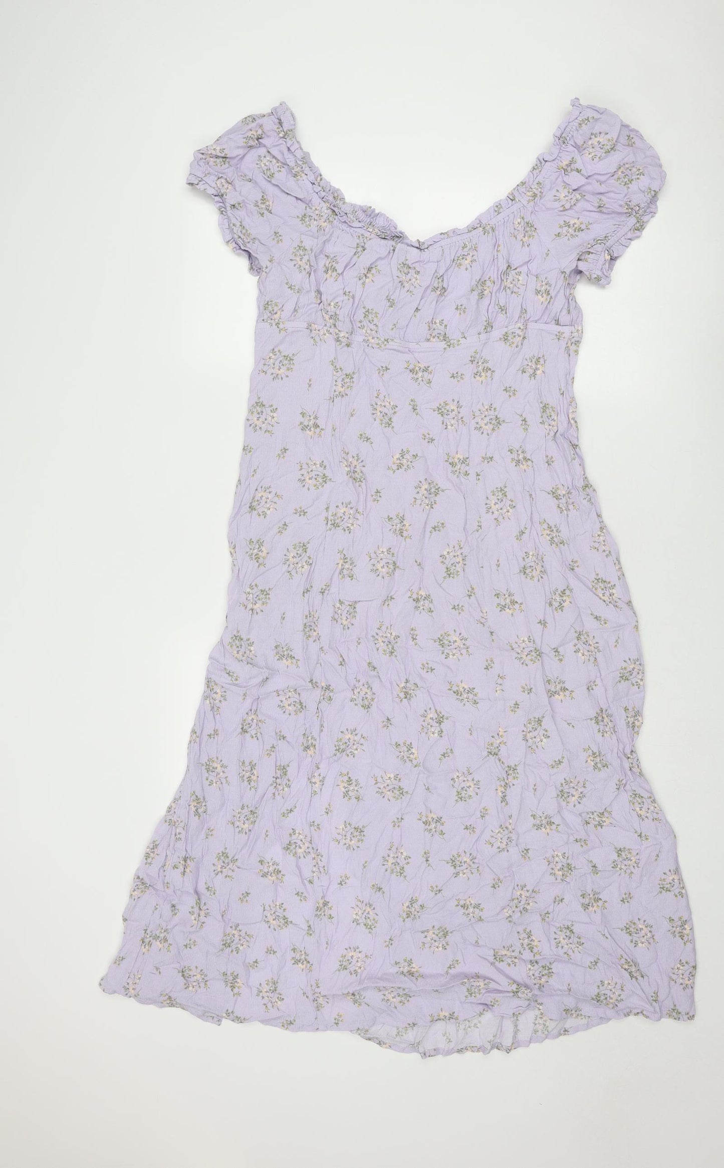 H&M Womens Purple Floral Viscose Maxi Size XL V-Neck Pullover
