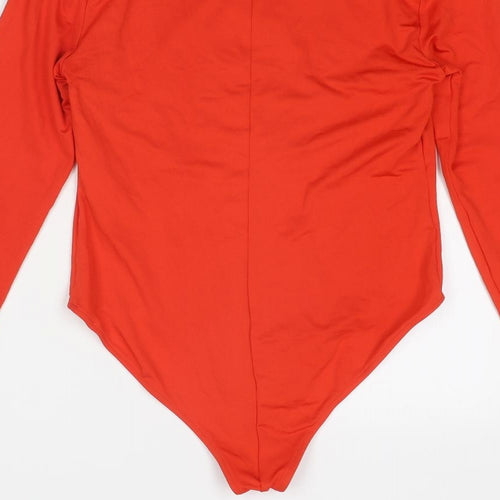 Zara Womens Red Polyester Bodysuit One-Piece Size L Snap