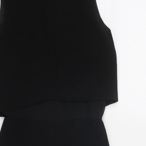 ASOS Womens Black Polyester Shift Size 6 Round Neck Zip - Embellished Neckline