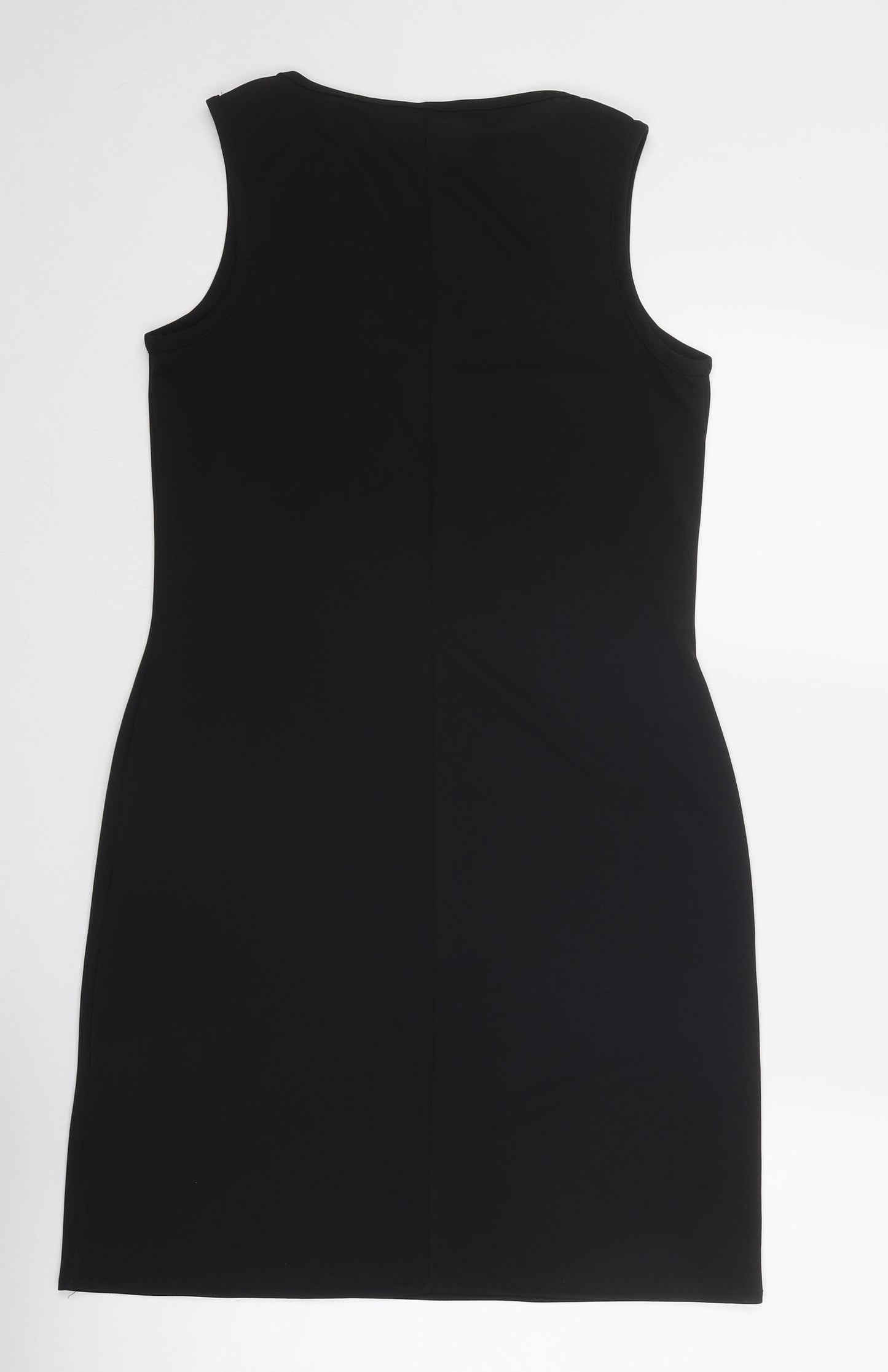 New Look Womens Black Polyester Shift Size 14 Boat Neck Pullover - Floral Detail