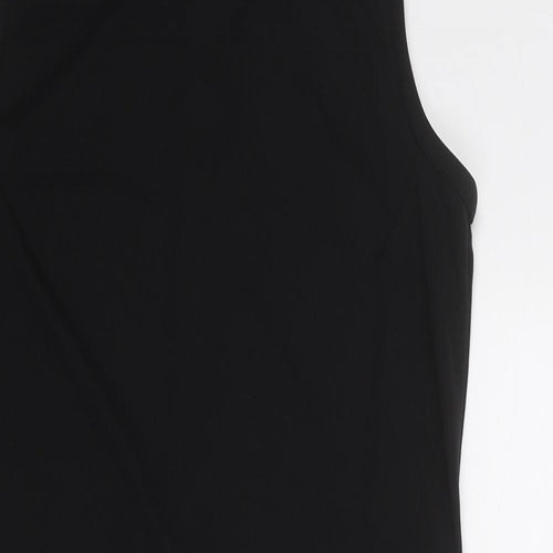New Look Womens Black Polyester Shift Size 14 Boat Neck Pullover - Floral Detail