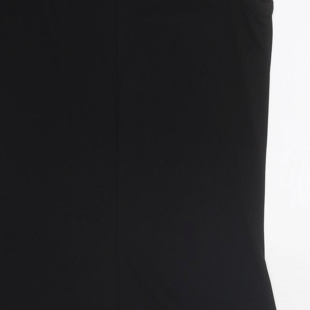 New Look Womens Black Polyester Shift Size 14 Boat Neck Pullover - Floral Detail