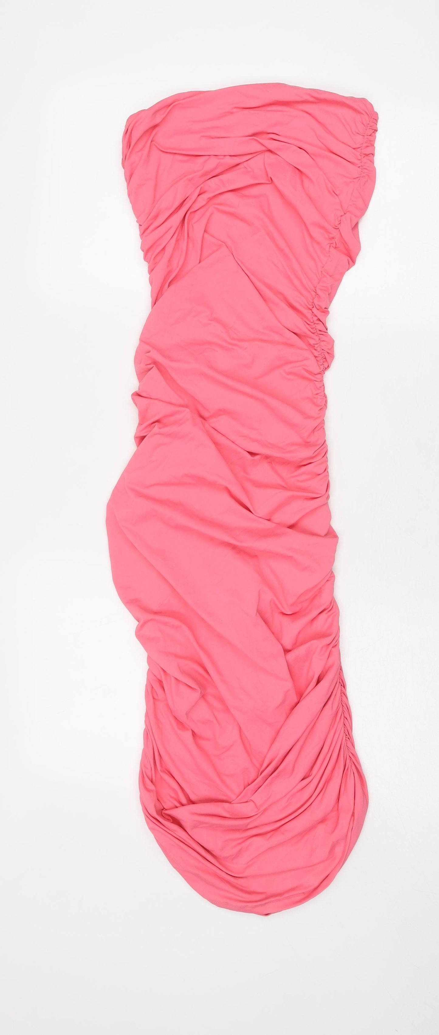 Zara Womens Pink Polyamide Bodycon Size M Square Neck Pullover - Strapless