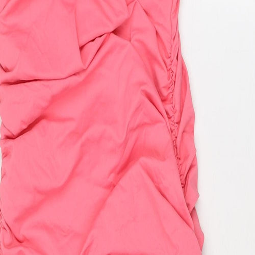 Zara Womens Pink Polyamide Bodycon Size M Square Neck Pullover - Strapless