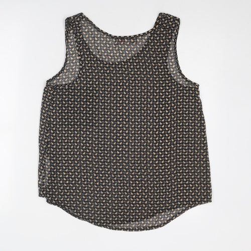 Cameo Rose Womens Black Geometric Polyester Basic Tank Size S Scoop Neck