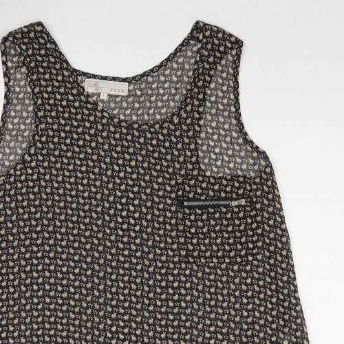 Cameo Rose Womens Black Geometric Polyester Basic Tank Size S Scoop Neck