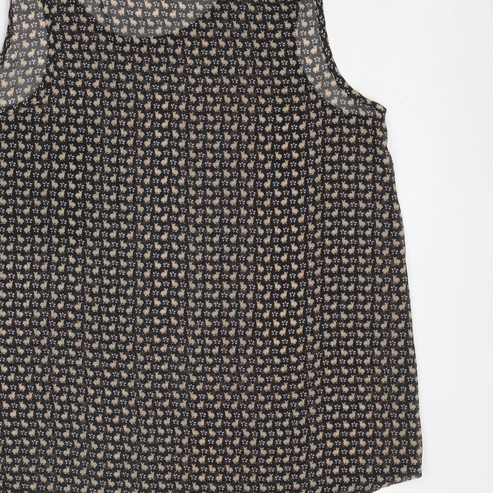 Cameo Rose Womens Black Geometric Polyester Basic Tank Size S Scoop Neck