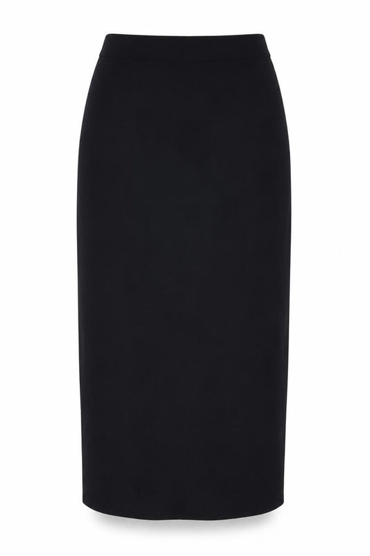 Front view of Micha women’s blue polyester a-line skirt, size UK 12