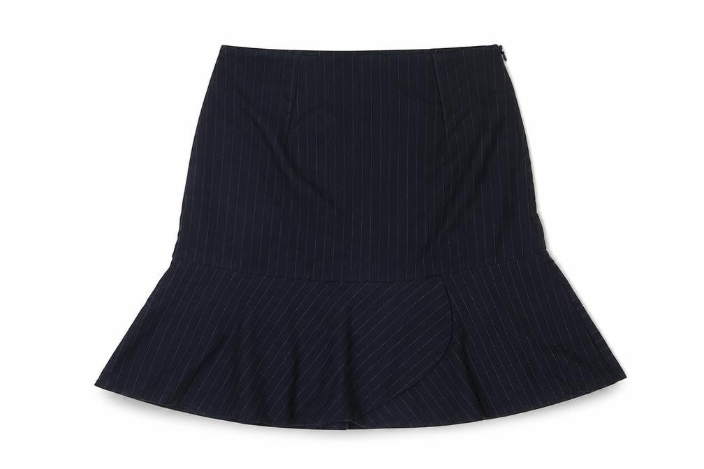 Zara Womens Blue Striped Viscose Swing Skirt Size S Zip