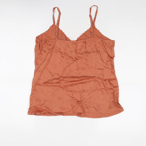 River Island Womens Orange Polyester Basic Tank Size 8 V-Neck