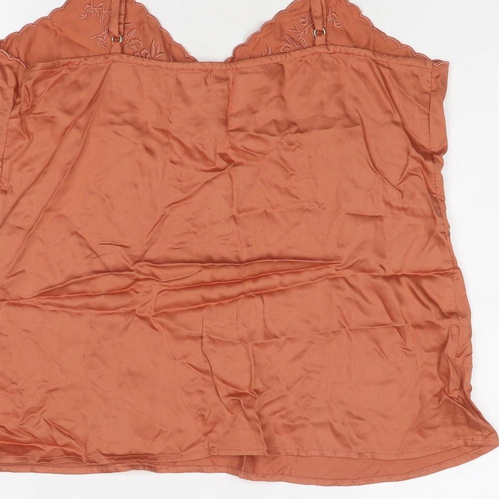 River Island Womens Orange Polyester Basic Tank Size 8 V-Neck