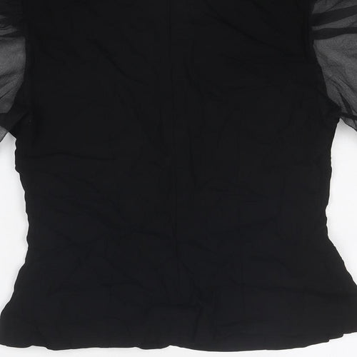 Zara Womens Black Polyester Basic Blouse Size S Round Neck