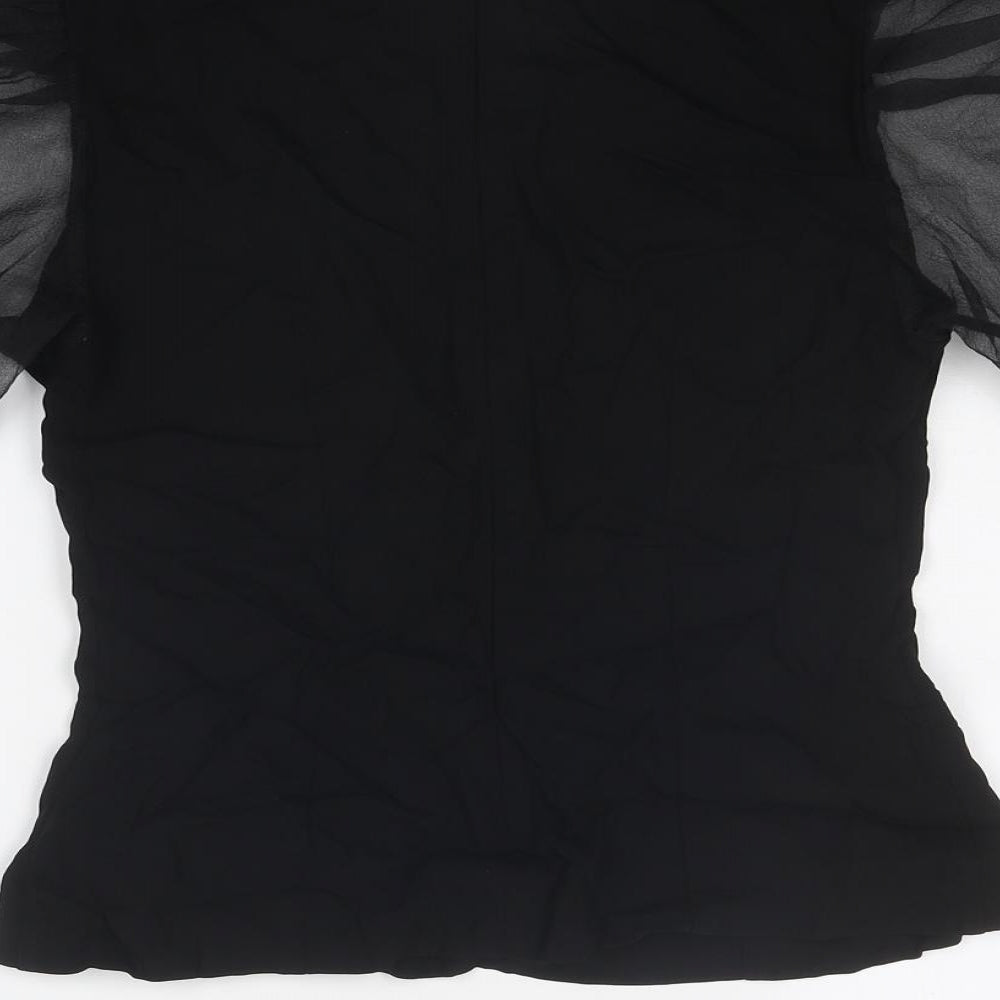 Zara Womens Black Polyester Basic Blouse Size S Round Neck