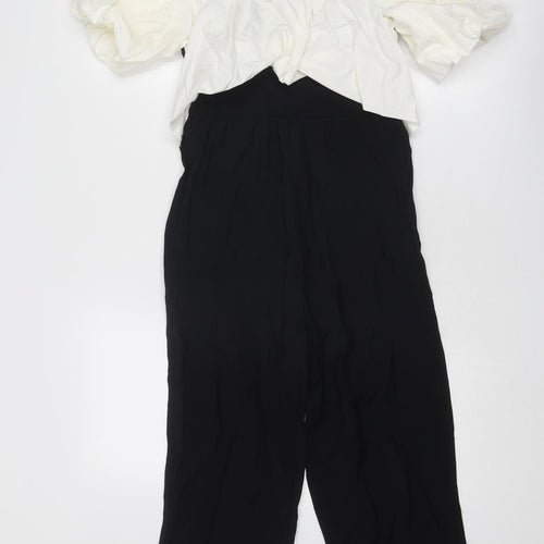Zara Girls Black Cotton Jumpsuit One-Piece Size 10 Years Zip - Cold Shoulder