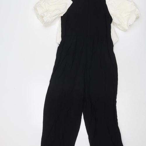 Zara Girls Black Cotton Jumpsuit One-Piece Size 10 Years Zip - Cold Shoulder