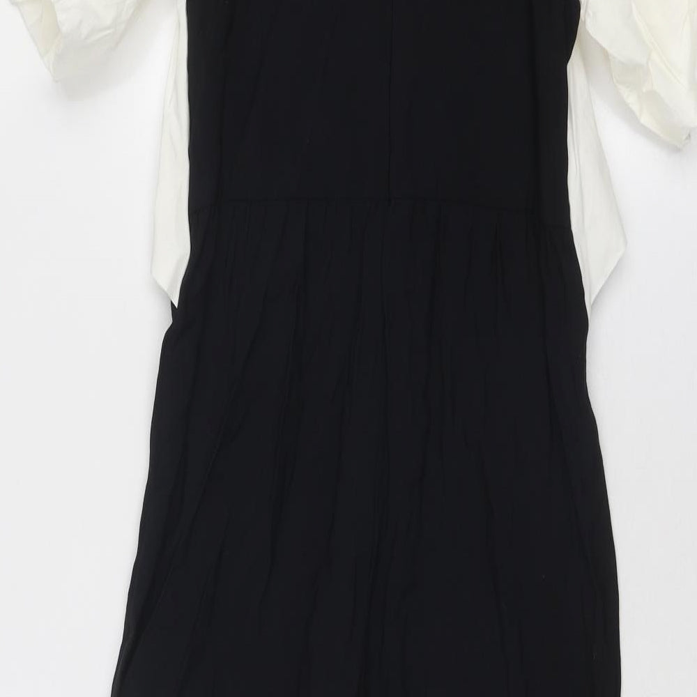 Zara Girls Black Cotton Jumpsuit One-Piece Size 10 Years Zip - Cold Shoulder