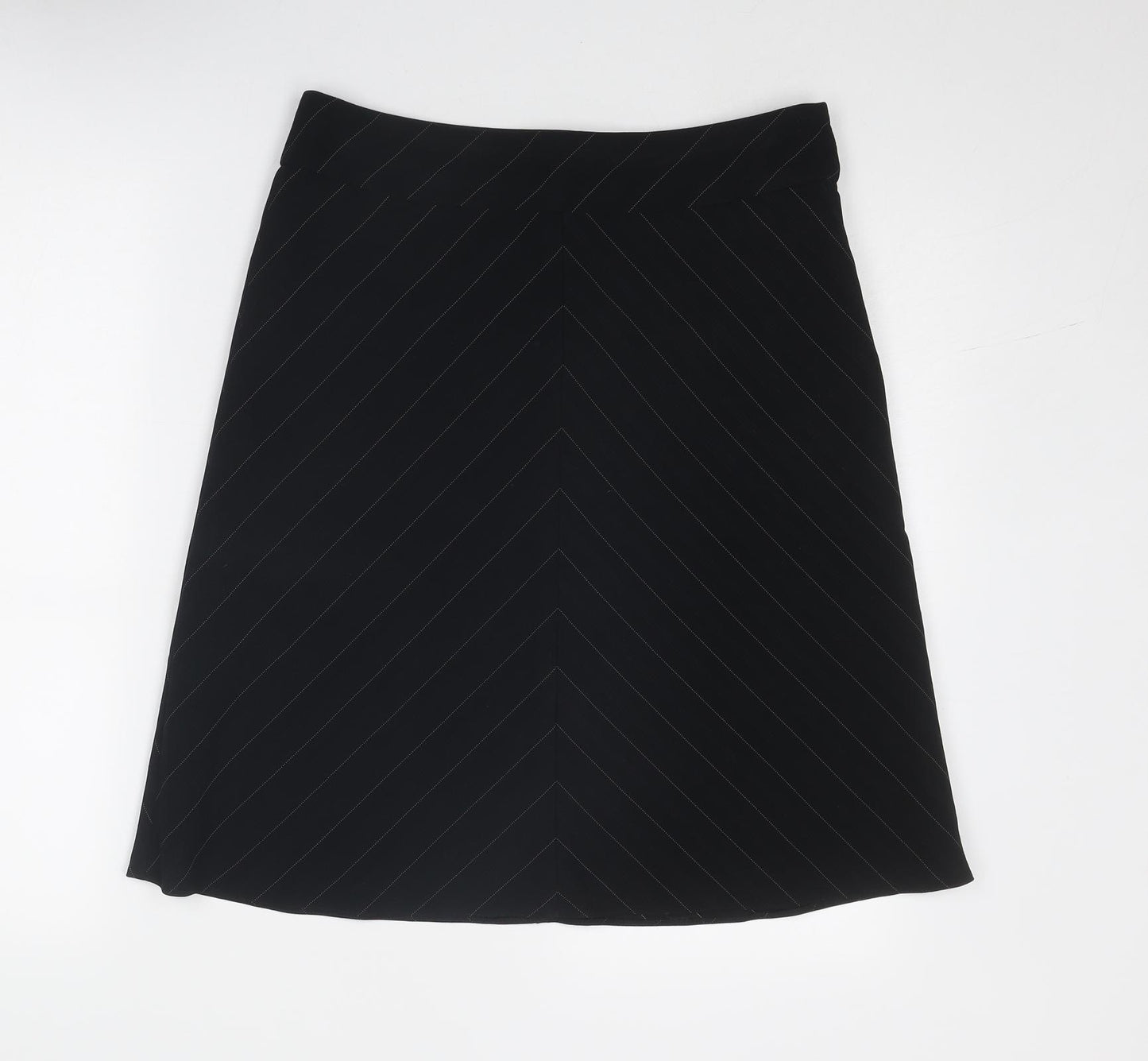 NEXT Womens Black Geometric Polyester A-Line Skirt Size 10 Zip