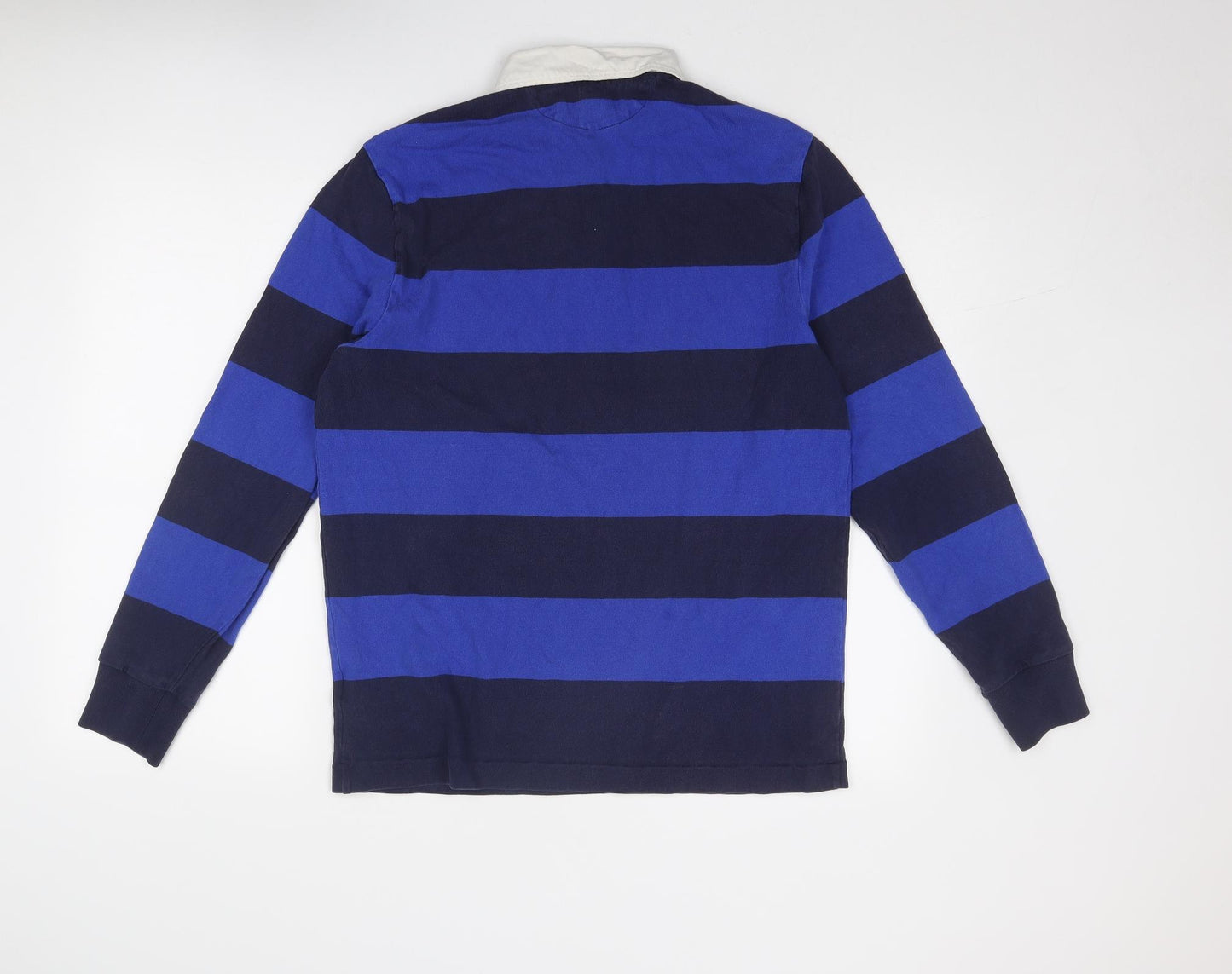 Polo Ralph Lauren Mens Blue Striped Cotton Polo Size M Collared Button