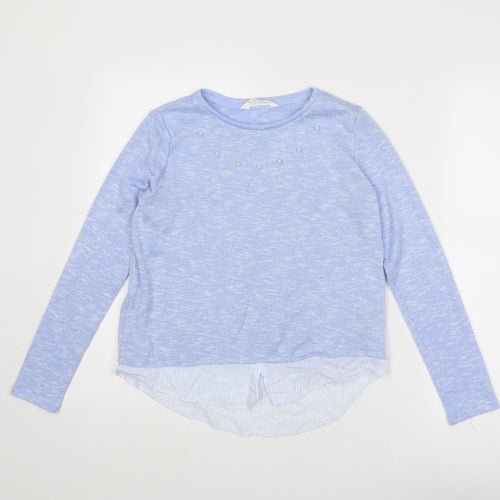 H&M Girls Blue Round Neck Viscose Pullover Jumper Size 11-12 Years Pullover