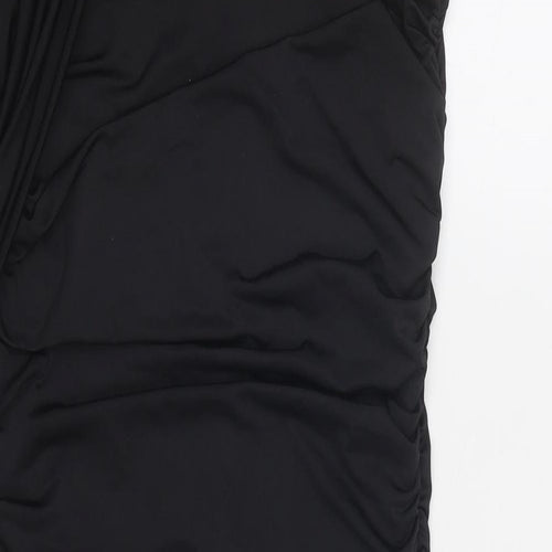 Stradivarius Womens Black Polyester Bodycon Size M Round Neck Pullover - Asymmetric Neckline