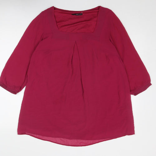 Evans Womens Pink Polyester A-Line Size 16 Square Neck Pullover