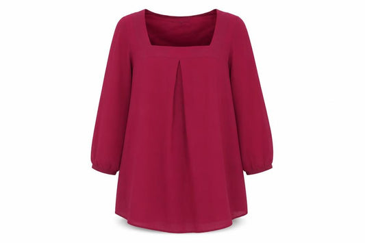 Front view of Evans women’s pink polyester a-line, size UK 16, square neck pullover