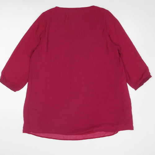 Evans Womens Pink Polyester A-Line Size 16 Square Neck Pullover