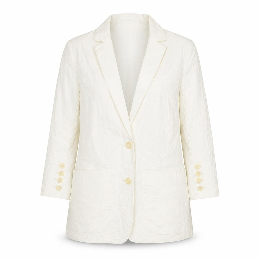 Front view of Bolongaro Trevor women’s ivory cotton jacket blazer, size S