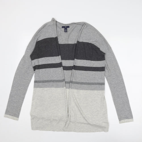 Gap Womens Grey V-Neck Striped Acrylic Cardigan Jumper Size S