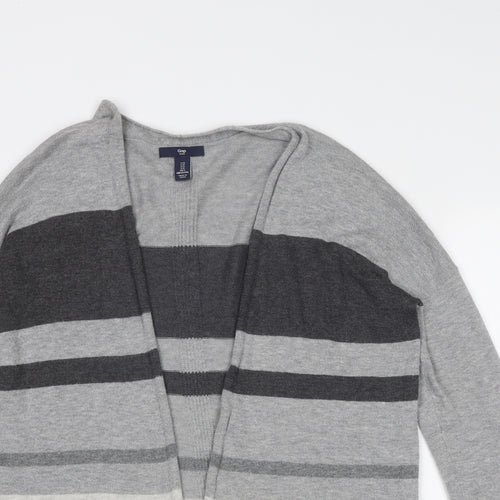 Gap Womens Grey V-Neck Striped Acrylic Cardigan Jumper Size S
