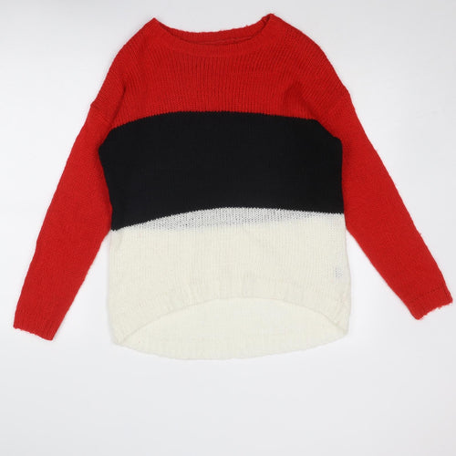 Select Womens Multicoloured Boat Neck Acrylic Pullover Jumper Size 12 - Colourblock