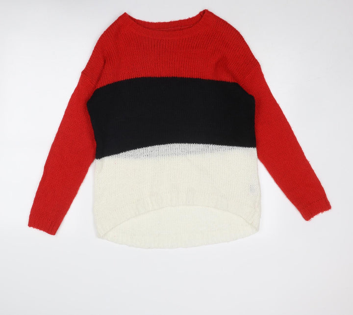 Select Womens Multicoloured Boat Neck Acrylic Pullover Jumper Size 12 - Colourblock