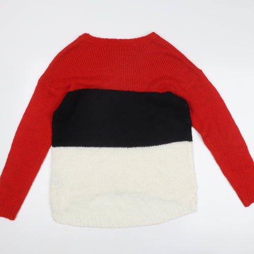 Select Womens Multicoloured Boat Neck Acrylic Pullover Jumper Size 12 - Colourblock