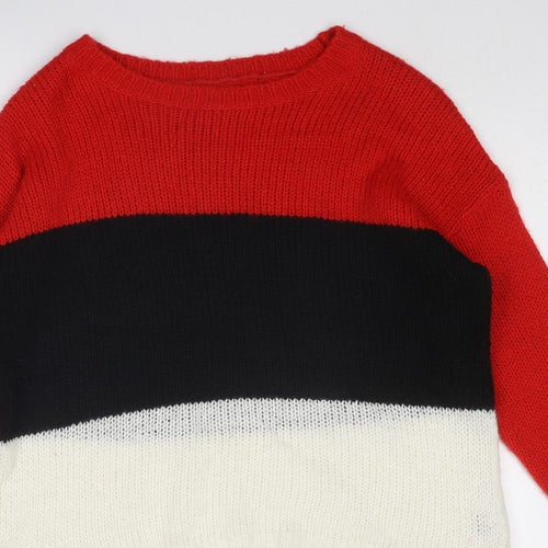 Select Womens Multicoloured Boat Neck Acrylic Pullover Jumper Size 12 - Colourblock