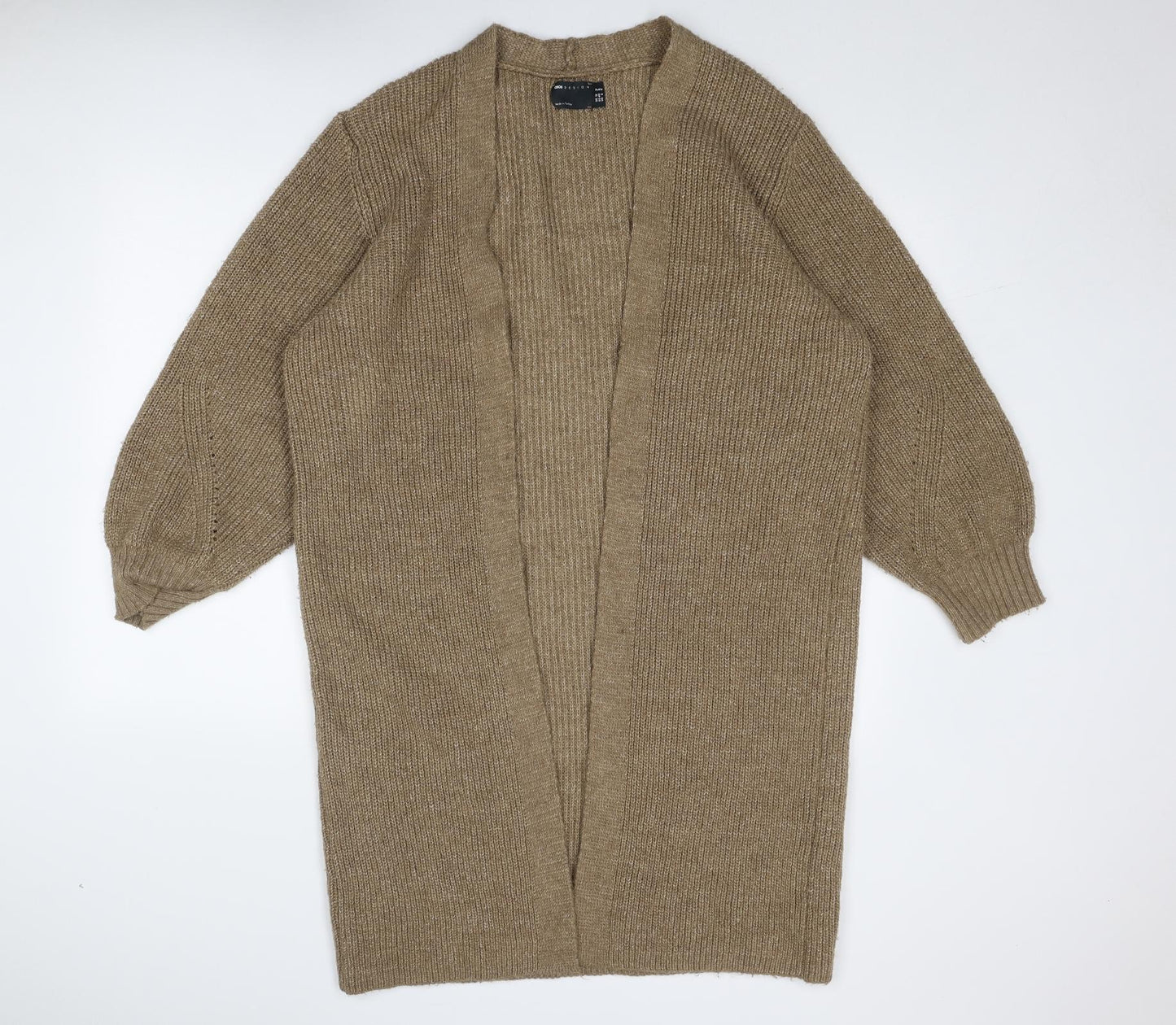 ASOS Womens Brown V-Neck Acrylic Cardigan Jumper Size 12