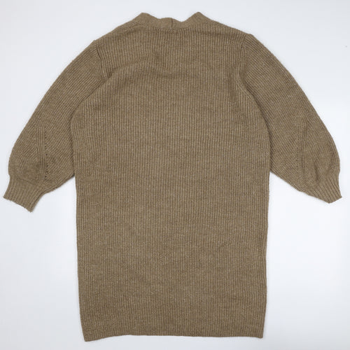 ASOS Womens Brown V-Neck Acrylic Cardigan Jumper Size 12