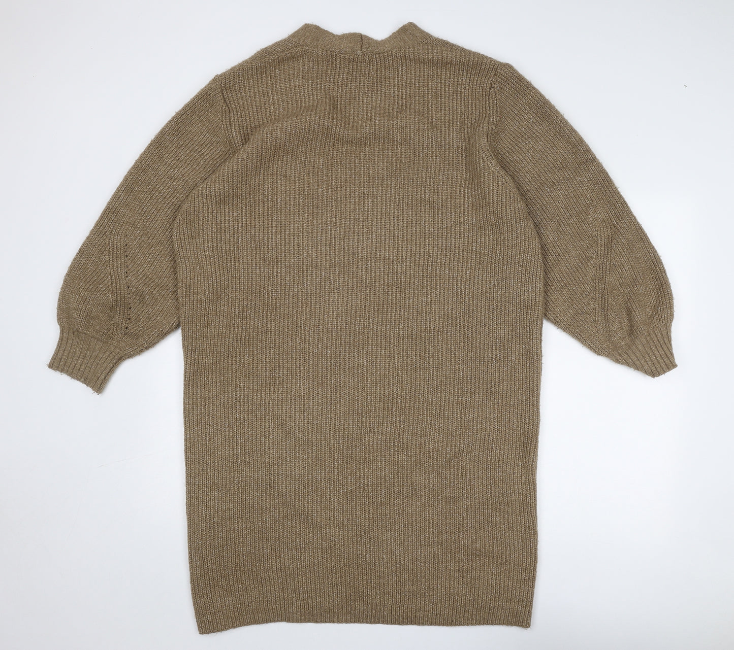 ASOS Womens Brown V-Neck Acrylic Cardigan Jumper Size 12