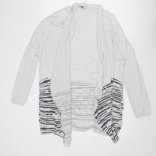 Maison De Nimes Womens Grey V-Neck Geometric Viscose Cardigan Jumper Size L - Open