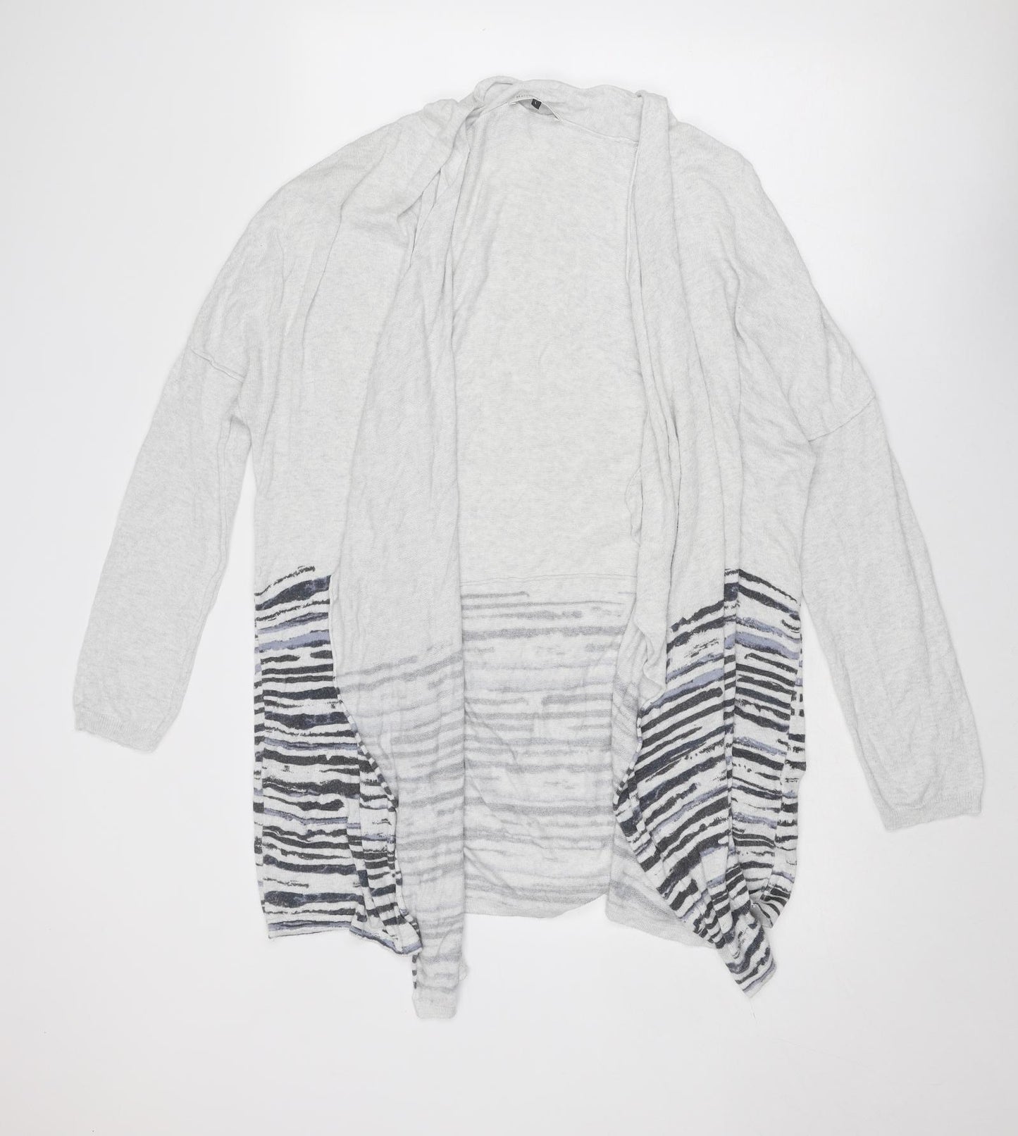Maison De Nimes Womens Grey V-Neck Geometric Viscose Cardigan Jumper Size L - Open