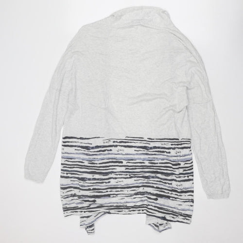 Maison De Nimes Womens Grey V-Neck Geometric Viscose Cardigan Jumper Size L - Open