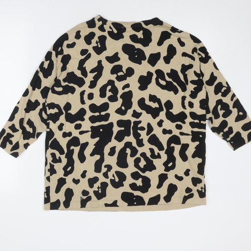 Saint Tropez Clothing Womens Beige Boat Neck Animal Print Viscose Pullover Jumper Size L