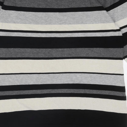 M&Co Womens Grey Boat Neck Striped Viscose Pullover Jumper Size 2XL
