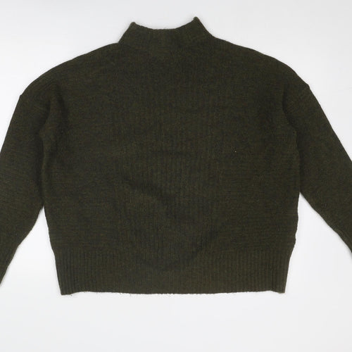 Warehouse Womens Green High Neck Acrylic Pullover Jumper Size 14