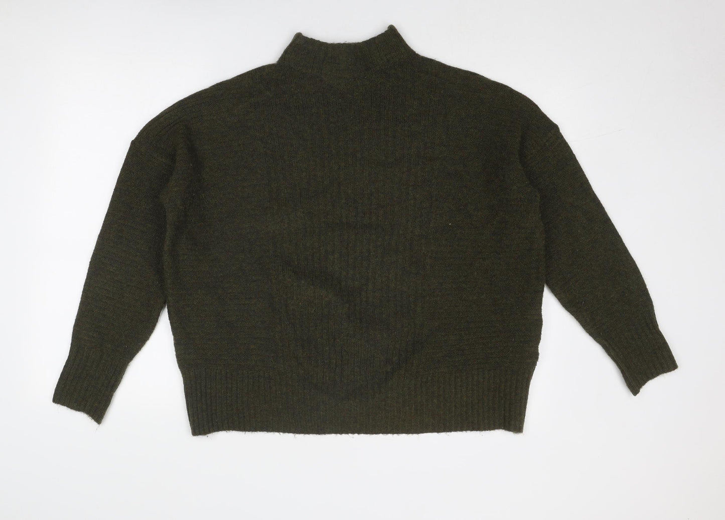 Warehouse Womens Green High Neck Acrylic Pullover Jumper Size 14