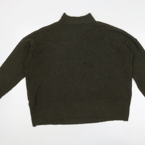 Warehouse Womens Green High Neck Acrylic Pullover Jumper Size 14