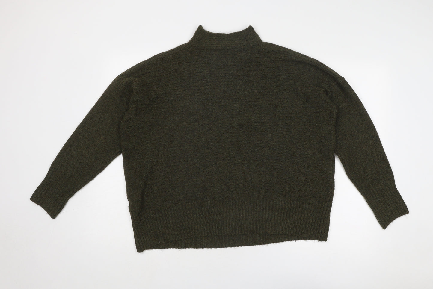 Warehouse Womens Green High Neck Acrylic Pullover Jumper Size 14