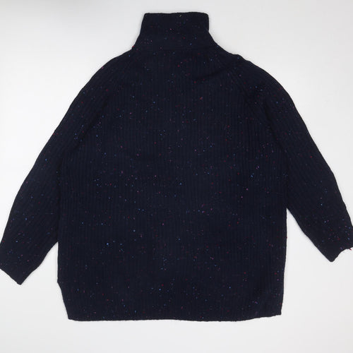 Marks and Spencer Womens Blue High Neck Acrylic Pullover Jumper Size XL - Flecked