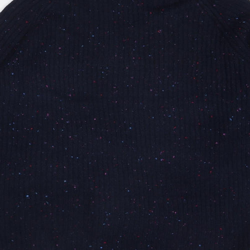 Marks and Spencer Womens Blue High Neck Acrylic Pullover Jumper Size XL - Flecked