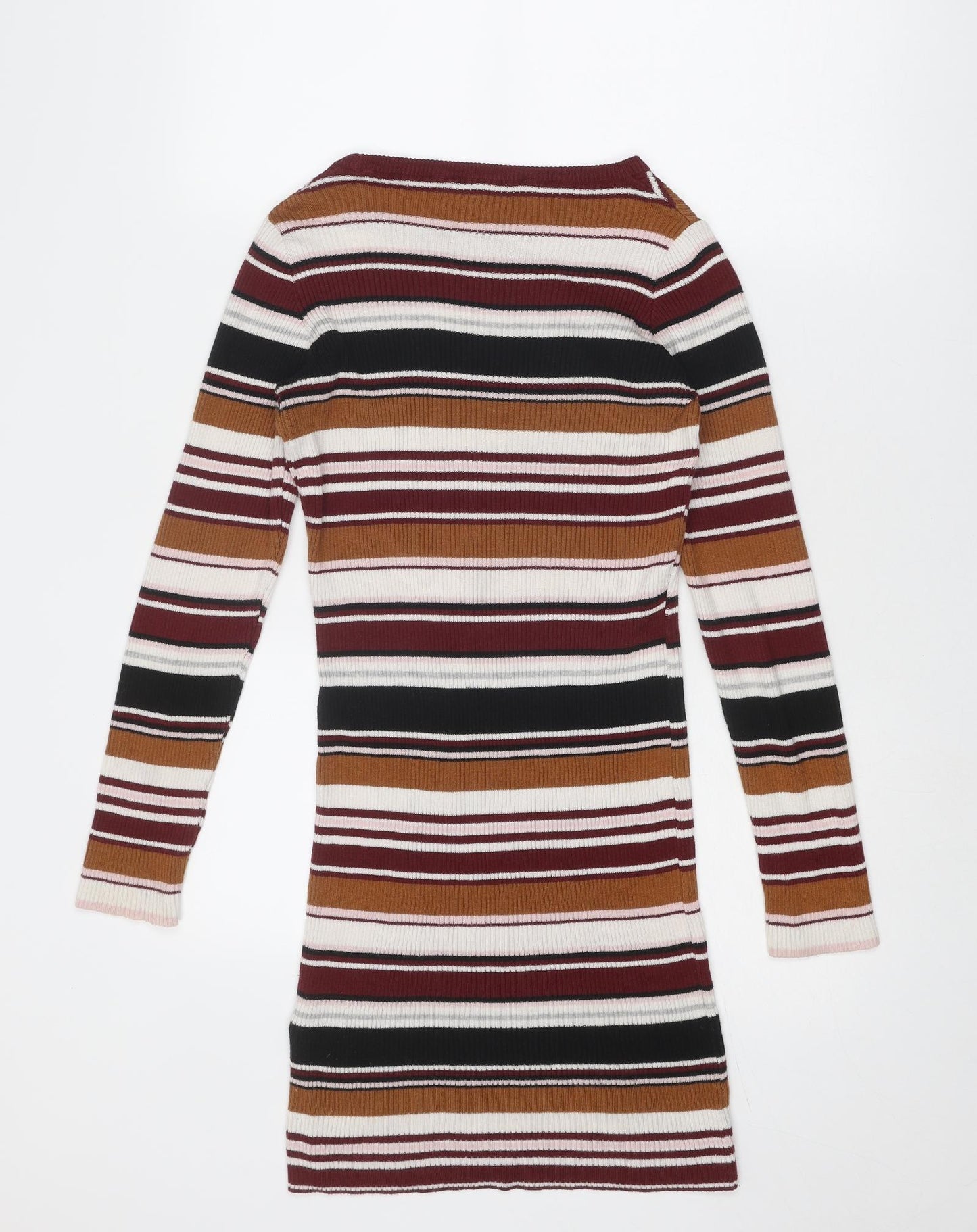 Dorothy Perkins Womens Multicoloured Boat Neck Striped Acrylic Tunic Jumper Size 6